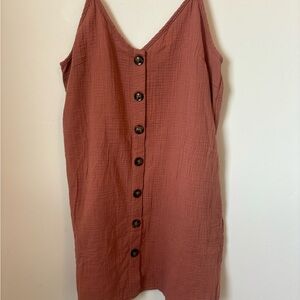 SHEIN Brown Buttoned Sleeveless Mini Sundress